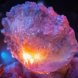 a very unique looking object on a very blue background