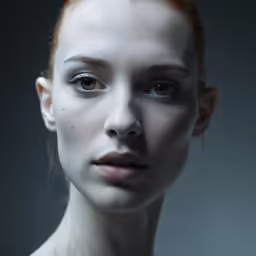 the woman is wearing white makeup and black eyeliners