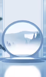 a glass wall and mirror in a room