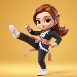 a cartoon girl with large hair wearing black and white