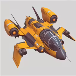 a yellow and black jet flying through the air