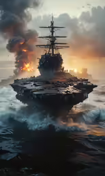 a ship in the middle of the ocean