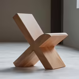a close up of a wooden chair on concrete