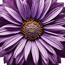 purple flower with green center and yellow stamen,the center of a purple flower with yellow centers