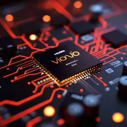 a micro processor chip on a printed circuit board
