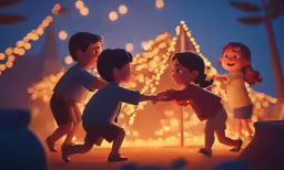 children playing together in the animated version of a little help