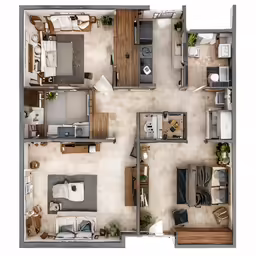 floor plan of a furnished room or two bedroom apartment