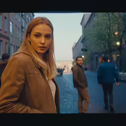 there is a woman standing on the street