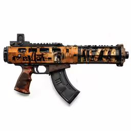 a custom made rifle with camouflage paint on it
