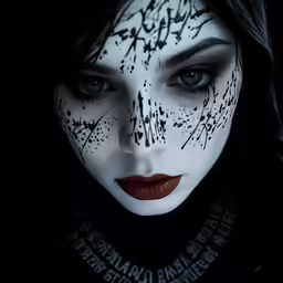 a young woman with makeup art painted in different colors