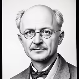 a black and white photo of a man with glasses