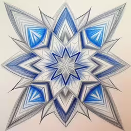 a blue and white pattern that is designed to be drawn with colored pencils