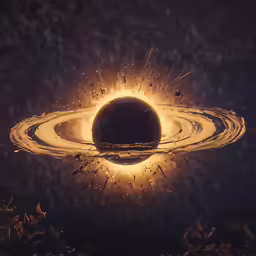 a strange black and yellow object is shown