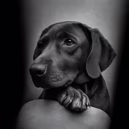 a close up of a dog sitting on a chair