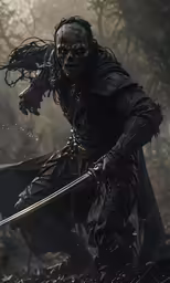 a demonic demon holding two swords and looking like he is ready to attack a demon