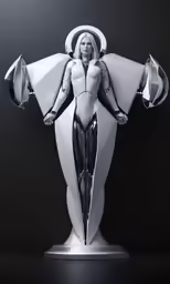 a statue that has white body and black background