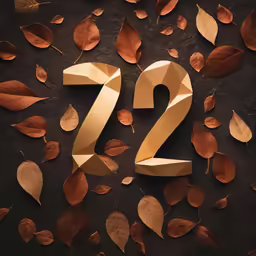some leaves falling into the air with numbers twelve twenty