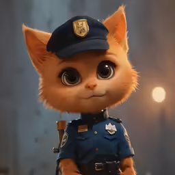 a cute kitty in a police uniform