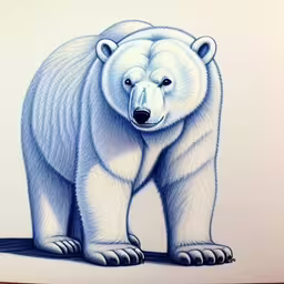 a painting of a polar bear standing against a white background