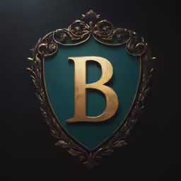 golden capital letter in a fancy frame on green background