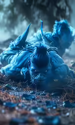 a group of birds laying on top of dry grass