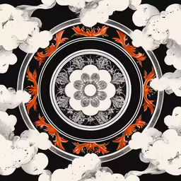 an overhead view of a pattern in black and white