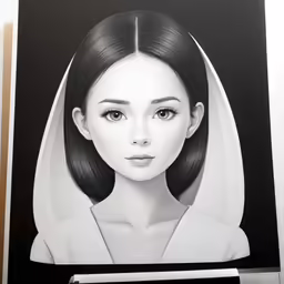 a drawing of a woman wearing a veil