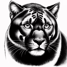 the black and white portrait of a tiger