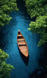 a boat sitting in the middle of some deep water