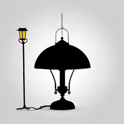 a light and a lamp post against a gray background