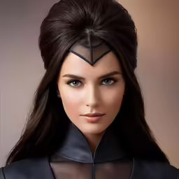 woman in dark hair with black outfit and mesh