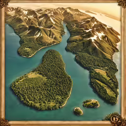 an aerial view of a beautiful green landscape and mountains