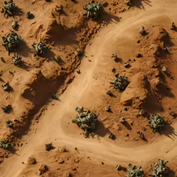 a dirt field that has some plants in it