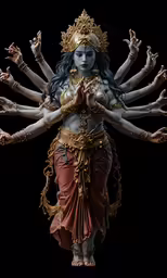 a statue with hands extended to form a woman