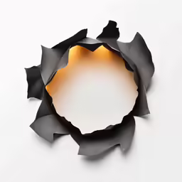 an abstract sculpture of black paper and a round light fixture