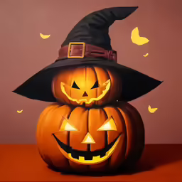 this is a pumpkin with a black hat on top