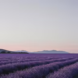a lavender field is pictured in the background