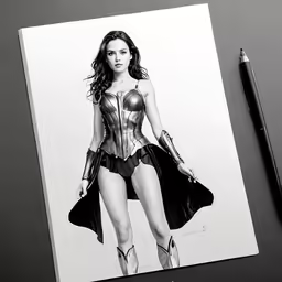 drawing on paper of a woman in a suit