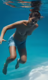 a women swimming in blue water in the ocean