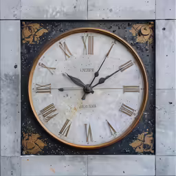 a black and gold clock with roman numerals