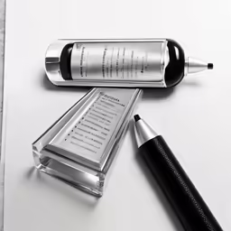 a couple of pens that are sitting on a paper