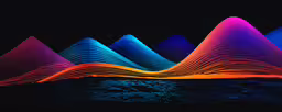 rainbow wavy shapes and dark background,,five wavy shapes in different shades of pink, purple, and blue