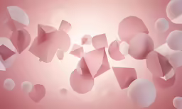 an abstract pink and white background with circles and shapes