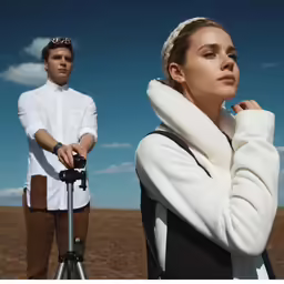 a man and a woman on the desert