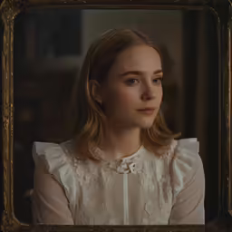 the woman in the frame has long blonde hair