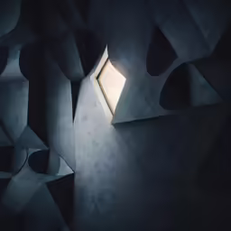an open light in the corner of a room