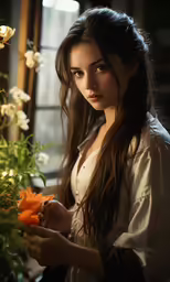 there is a young woman that is posing for the camera