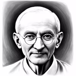 portrait of an older man in glasses drawing