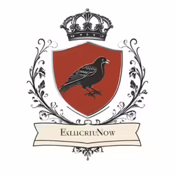 a bird on top of a shield with a crown