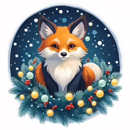 an adorable fox is wearing winter decorations